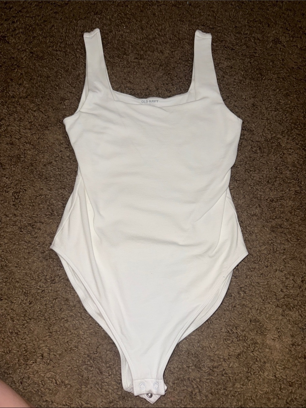 Old Navy White Ribbed Scoop Neck Tank Bodysuit